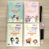 Magic Practice Copybook 4Books+Magic Pen &10 INK Refill Book for Montessori Children