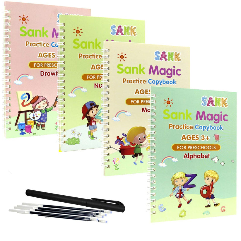 New Magic Practice Copybook 4Books+Magic Pen &10 INK Refill Book for Montessori Children