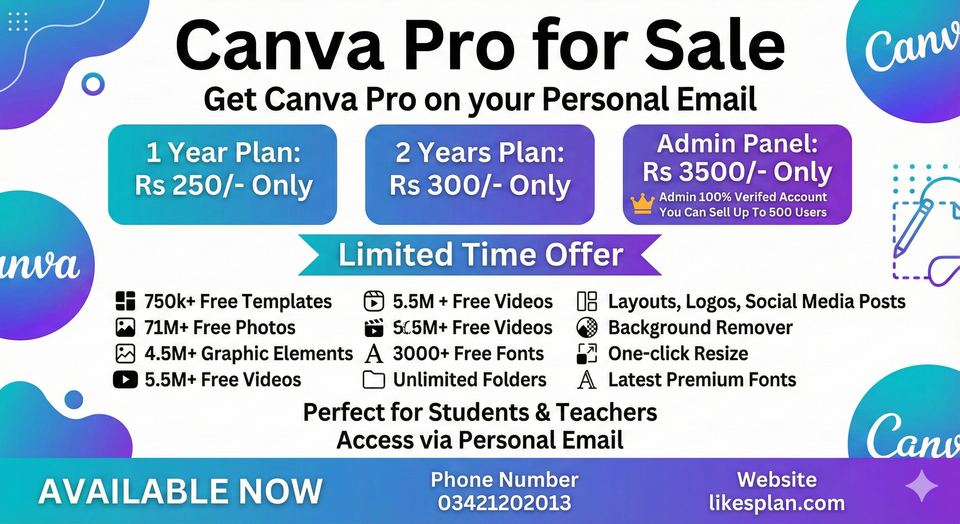 Canva Pro - 1 Year Subscription (On Your Personal Email)